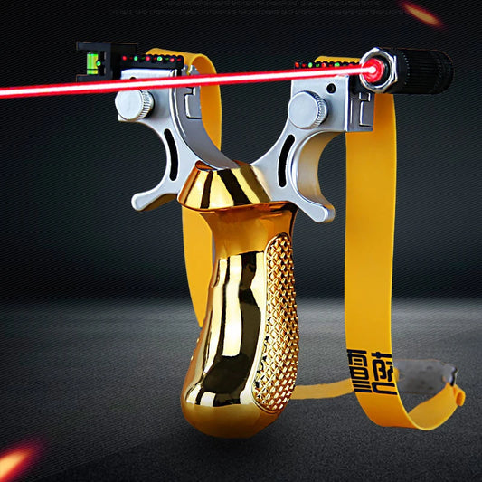 Laser Aiming Slingshot Set Resin Outdoor Hunting Catapult with Flat Rubber Band Outdoor High Precision Shooting Accessories Tool